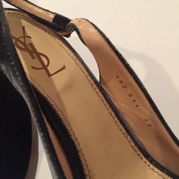 YSL Velvet Peep Toe Slingbacks Sz 39 - Picture 5 of 6